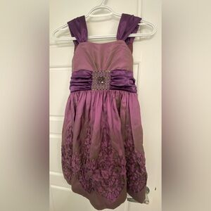 Iris & Ivy Satin Purple Eggplant Plum Kids Dress Formal Party Wedding Size 8